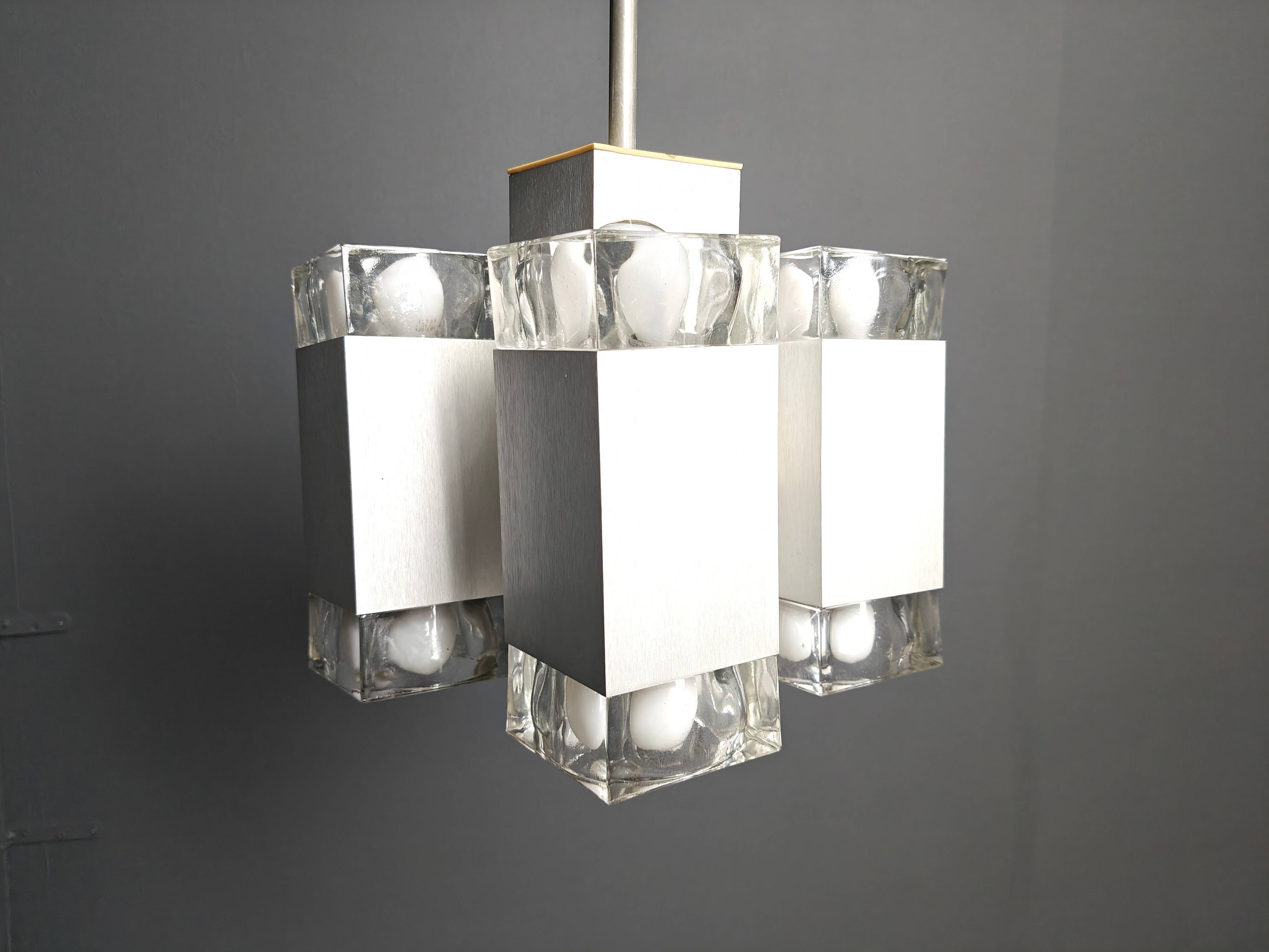 Vintage italian cubic chandelier by Gaetano Sciolari, 1970s