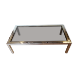 Chrome metal, brass and smoked glass coffee table to taste like Willy Rizzo