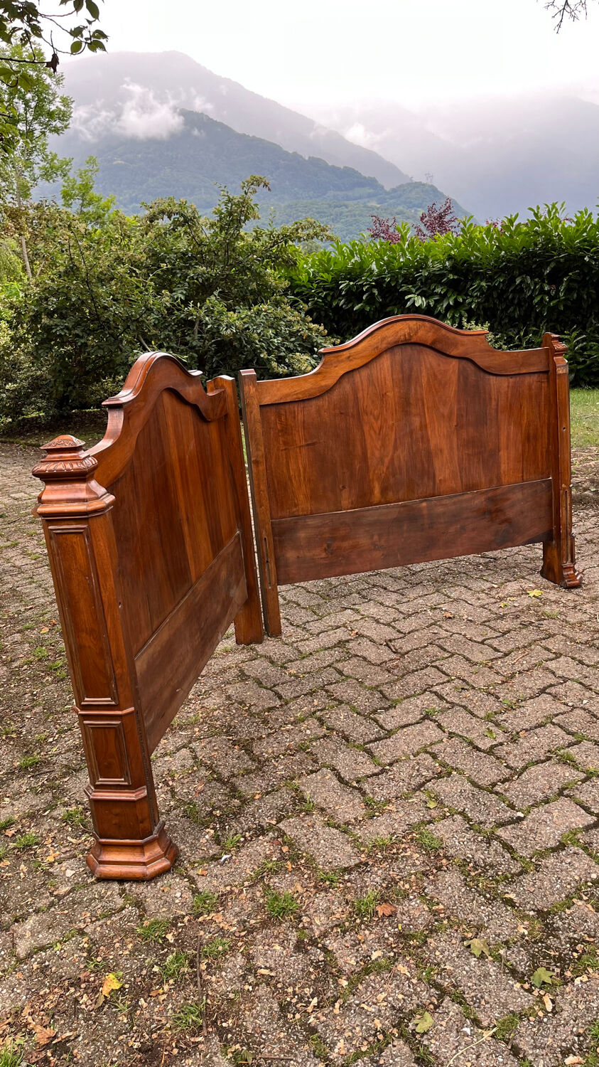 Antique solid walnut boat headboards