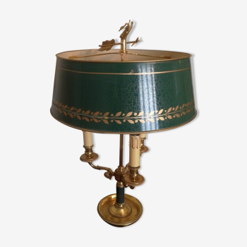 In gilded bronze desk lamp and green patina