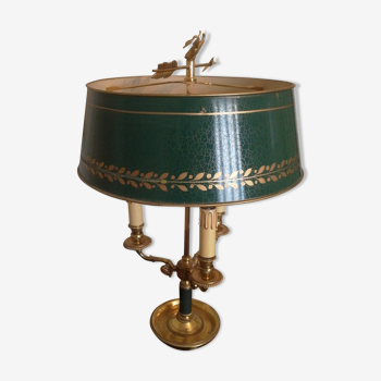 Lampe de bureau en bronze doré et patine verte