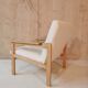 Fauteuil velours ivoire