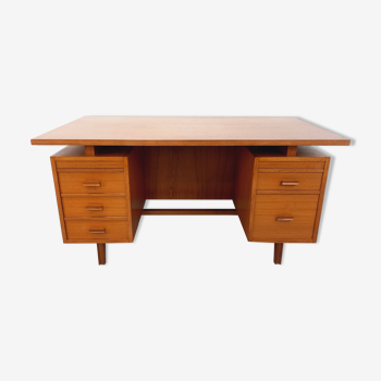 Bureau de direction double-face style scandinave vintage en teck des années 60