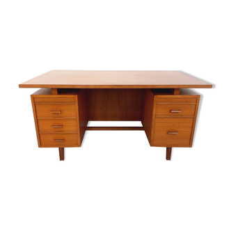 Bureau de direction double-face style scandinave vintage en teck des années 60