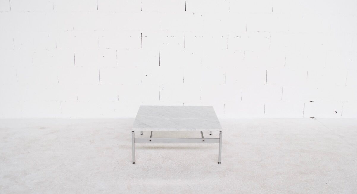 Table basse years 70' marble and chromium acier