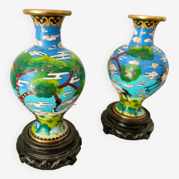 Cloisonne enamel vases