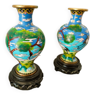 Cloisonne enamel vases