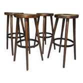 Lot de 4 tabourets de bar vintage  Années 1970