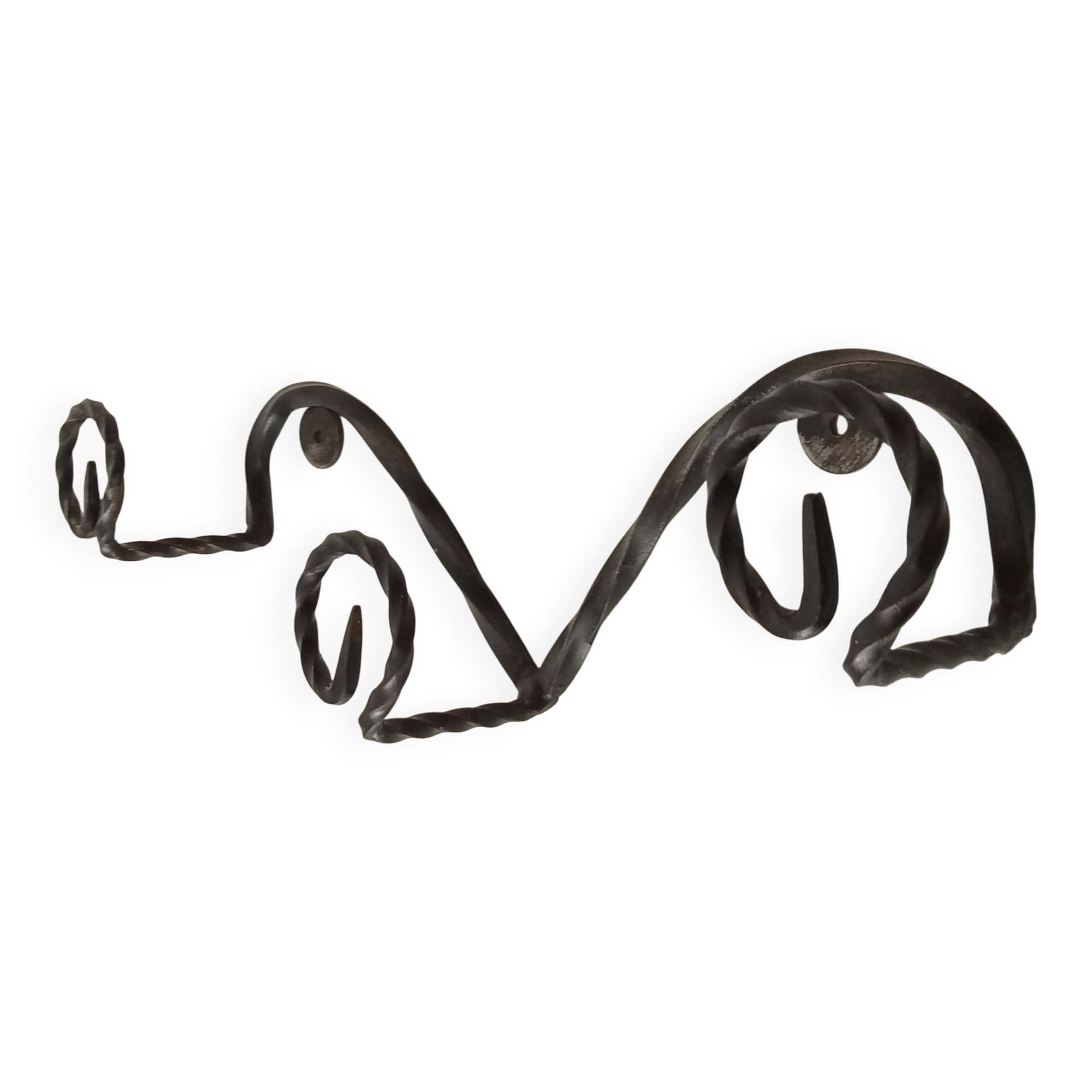 Vintage wrought iron wall coat rack