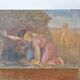 Painting on wood "Cupid and a couple at the fountain".