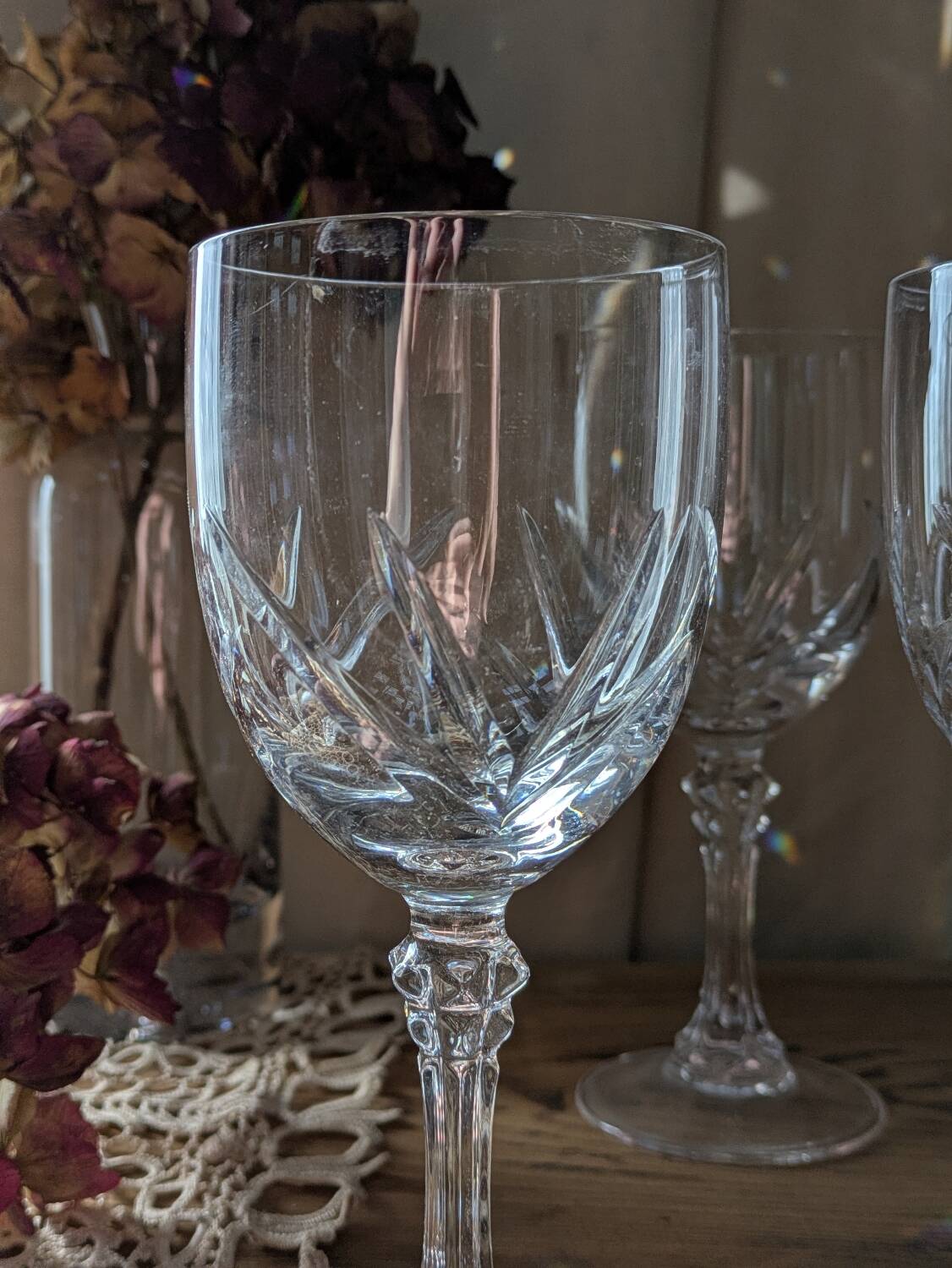 Crystal footed glasses