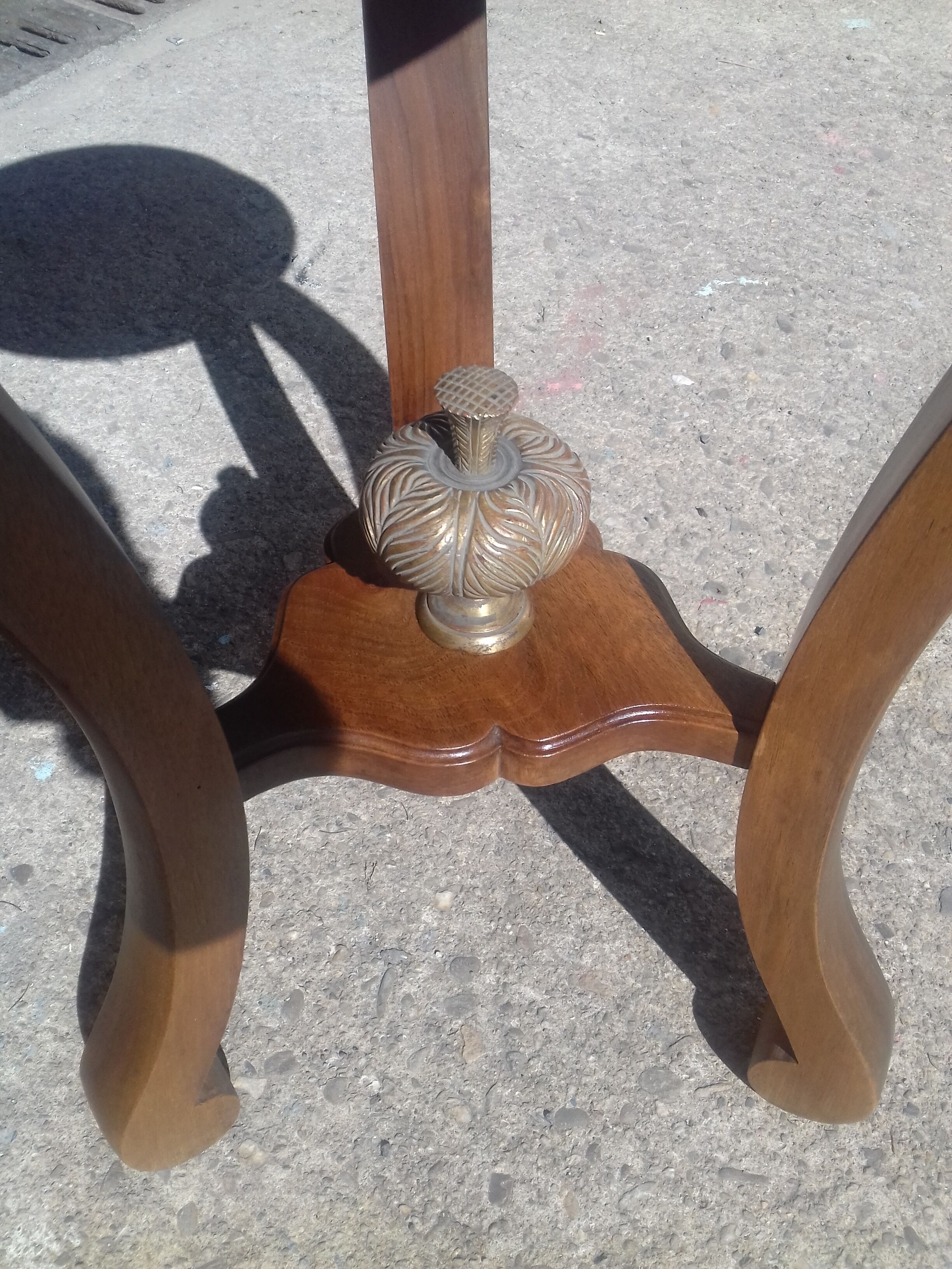 Solid walnut pedestal table with bronze plume, Napoleon III period