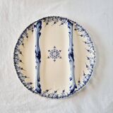 Special plate in iron earth from Sarraguemines Rouen model blue and white reliefs