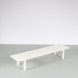 1970s White metal slat bench from the Netherlands