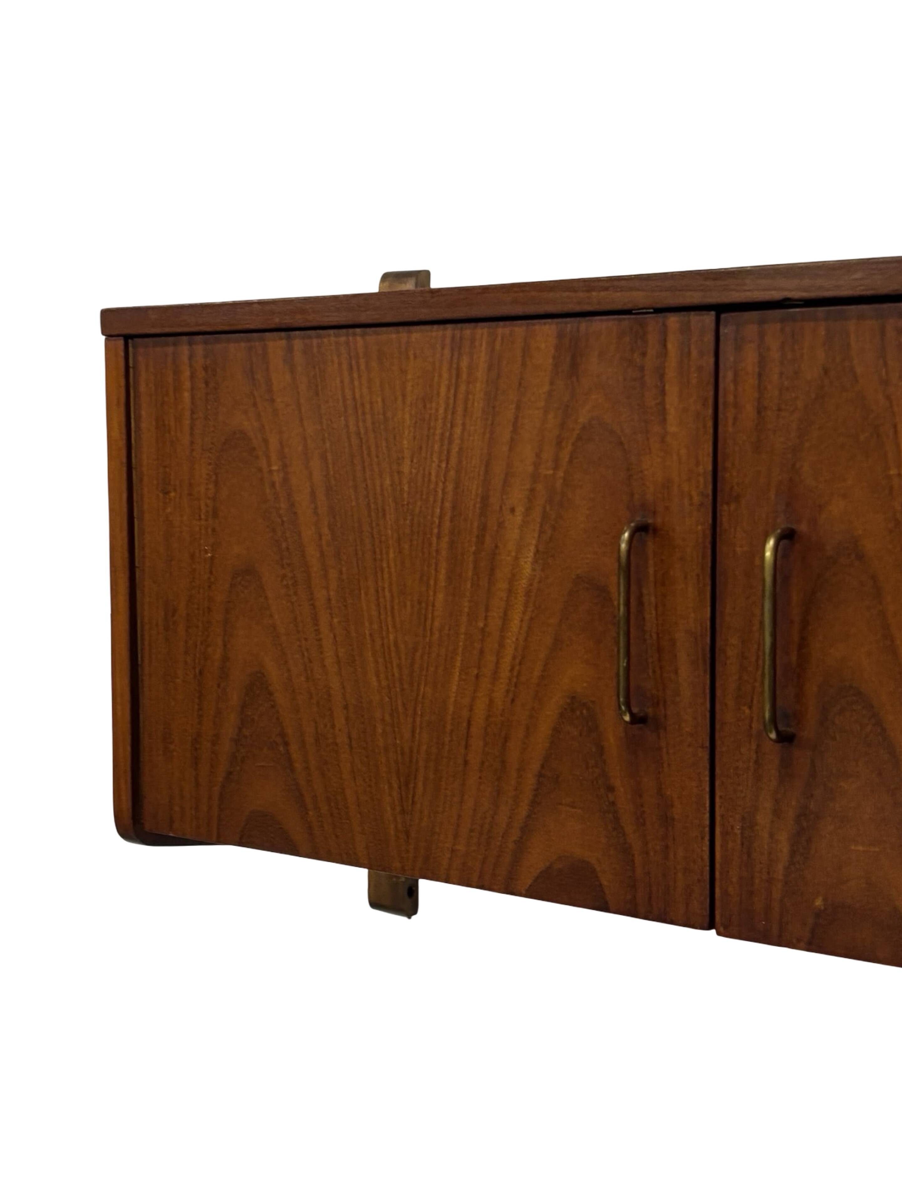 Vintage wall cabinet compact wall system 1960s teak veneer