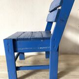 Chaise enfant en bois bleu