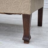 Canapé-lit danois des années 1950, laine d'ameublement rouge/beige, pieds en bois de frêne.