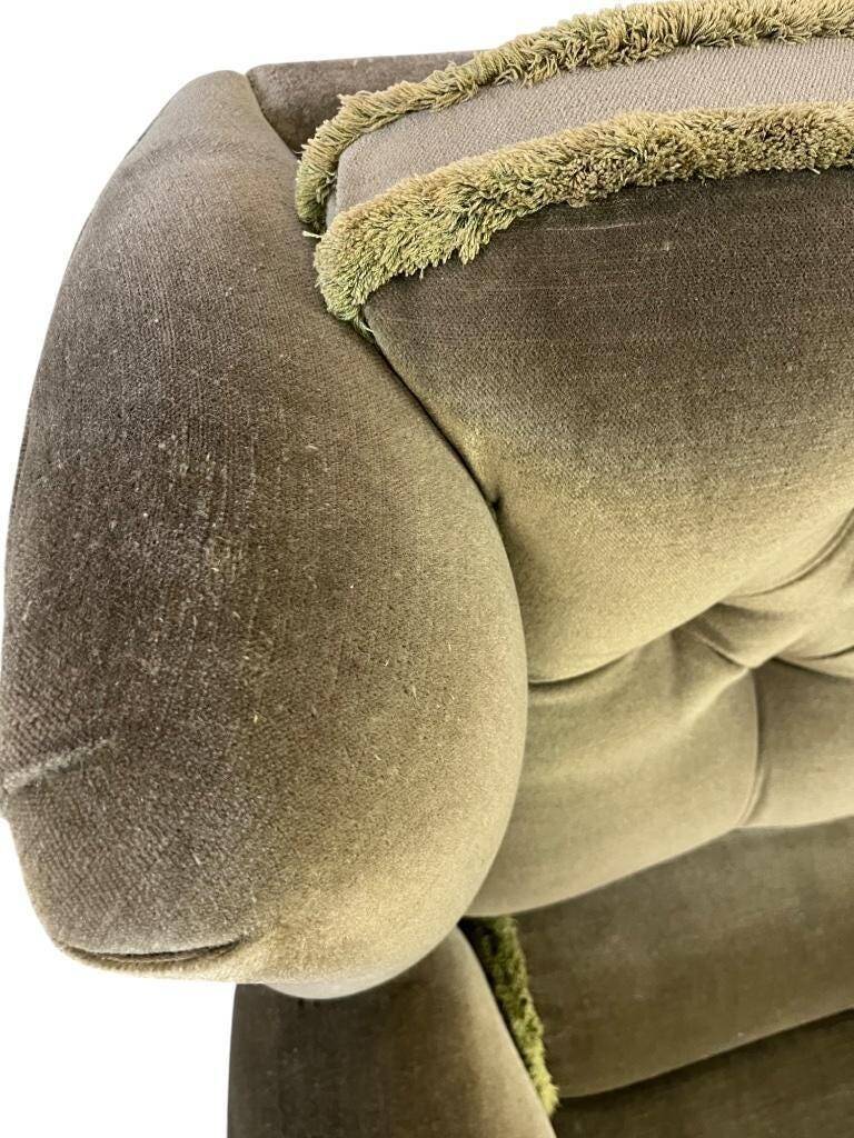 Vintage green club chair with fringes