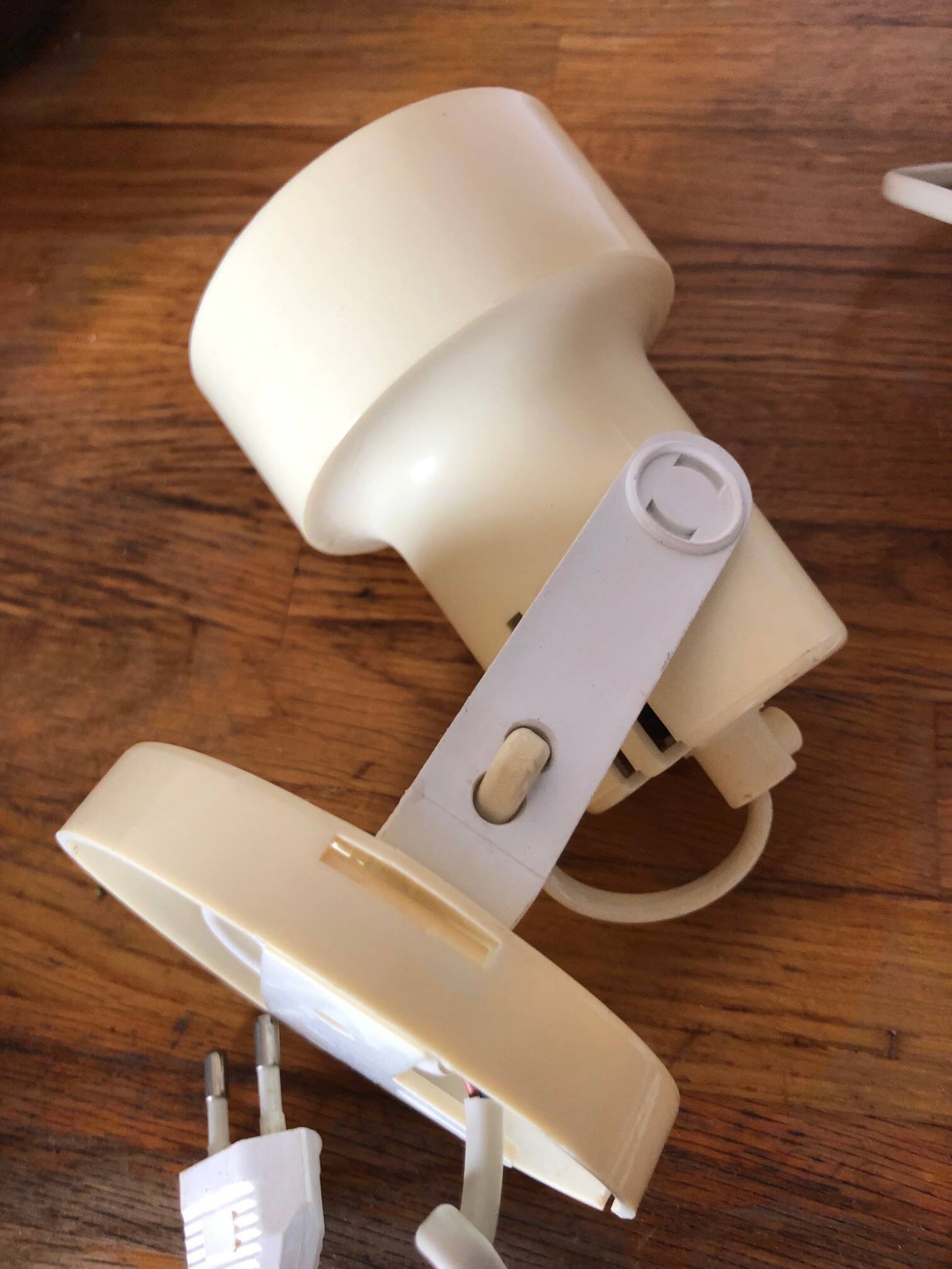 Vintage spotlight, off-white, ABS plastic, 70s