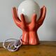 Hand lamp in ceramic color coral electrified to new