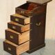 Bureau de campagne Davenport victorien antique en cuir avec galerie en laiton