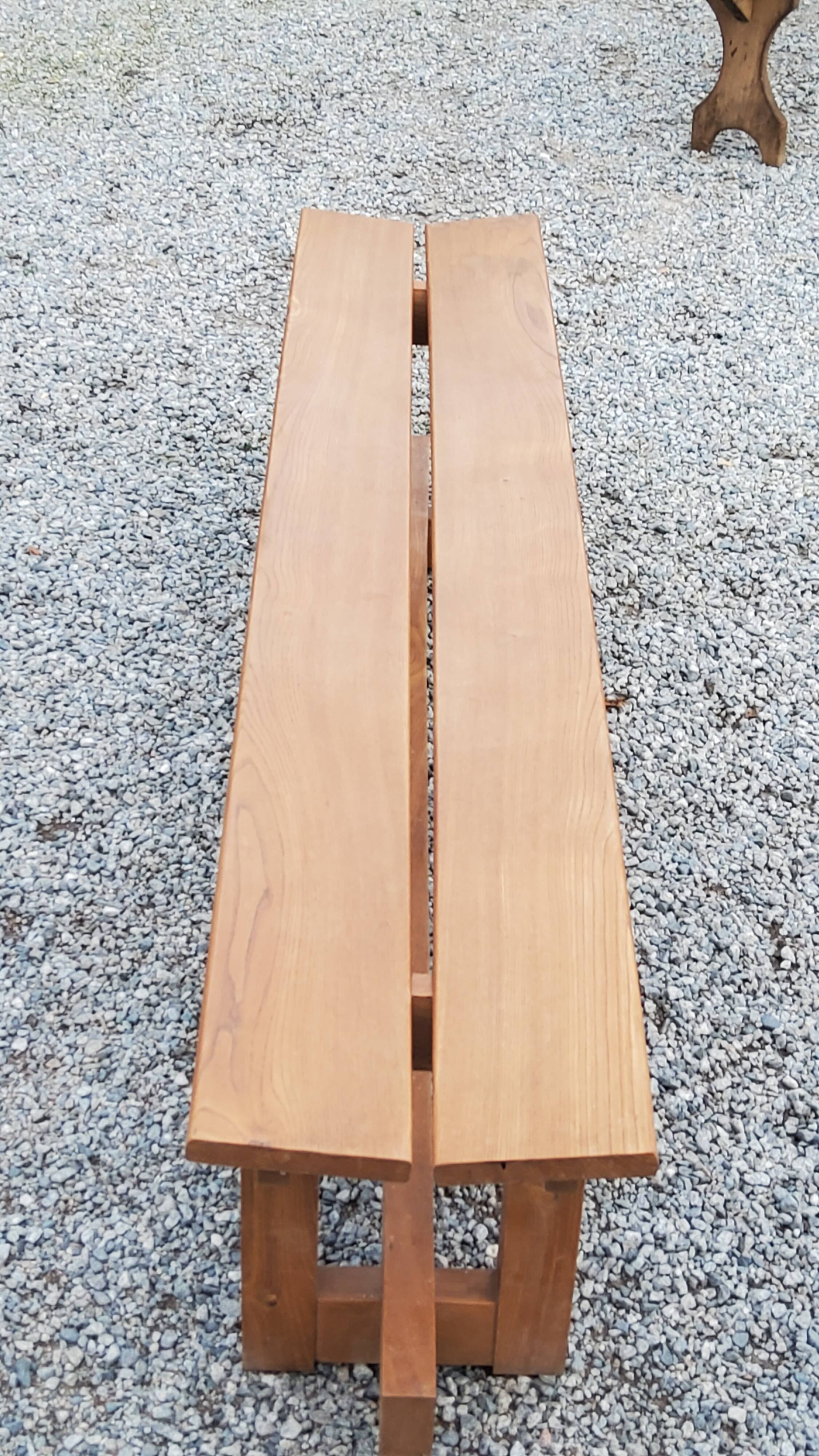 Solid elm bench from the 70s