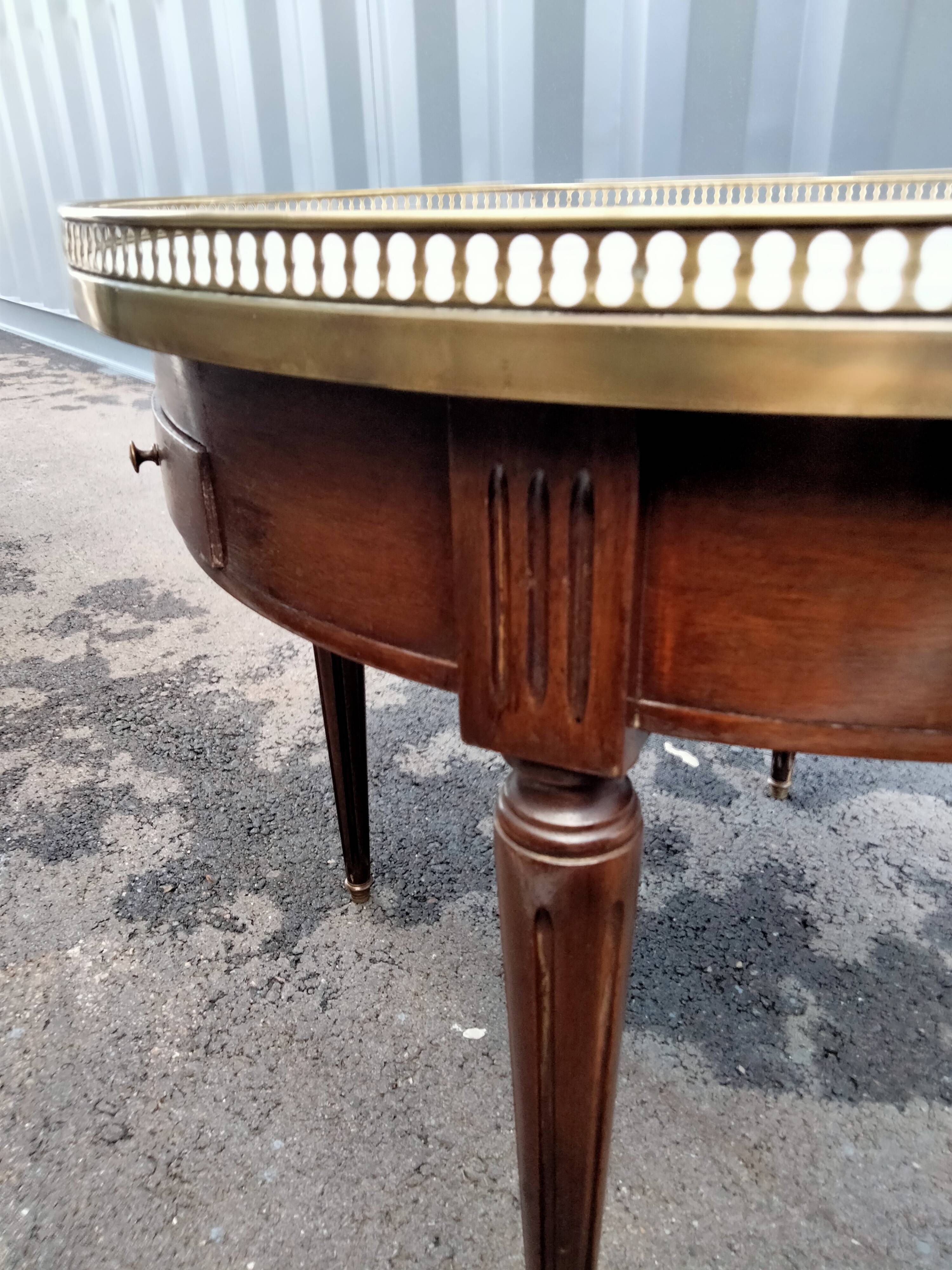 Coffee table hot water bottle marble top louis xvi old style