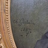 Charles Gislain (1826-1904) - Huile sur toile ovale - Portrait d'Homme 1887