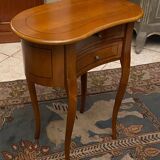 End of sofa side table bedside shape kidney walnut blond style Transition