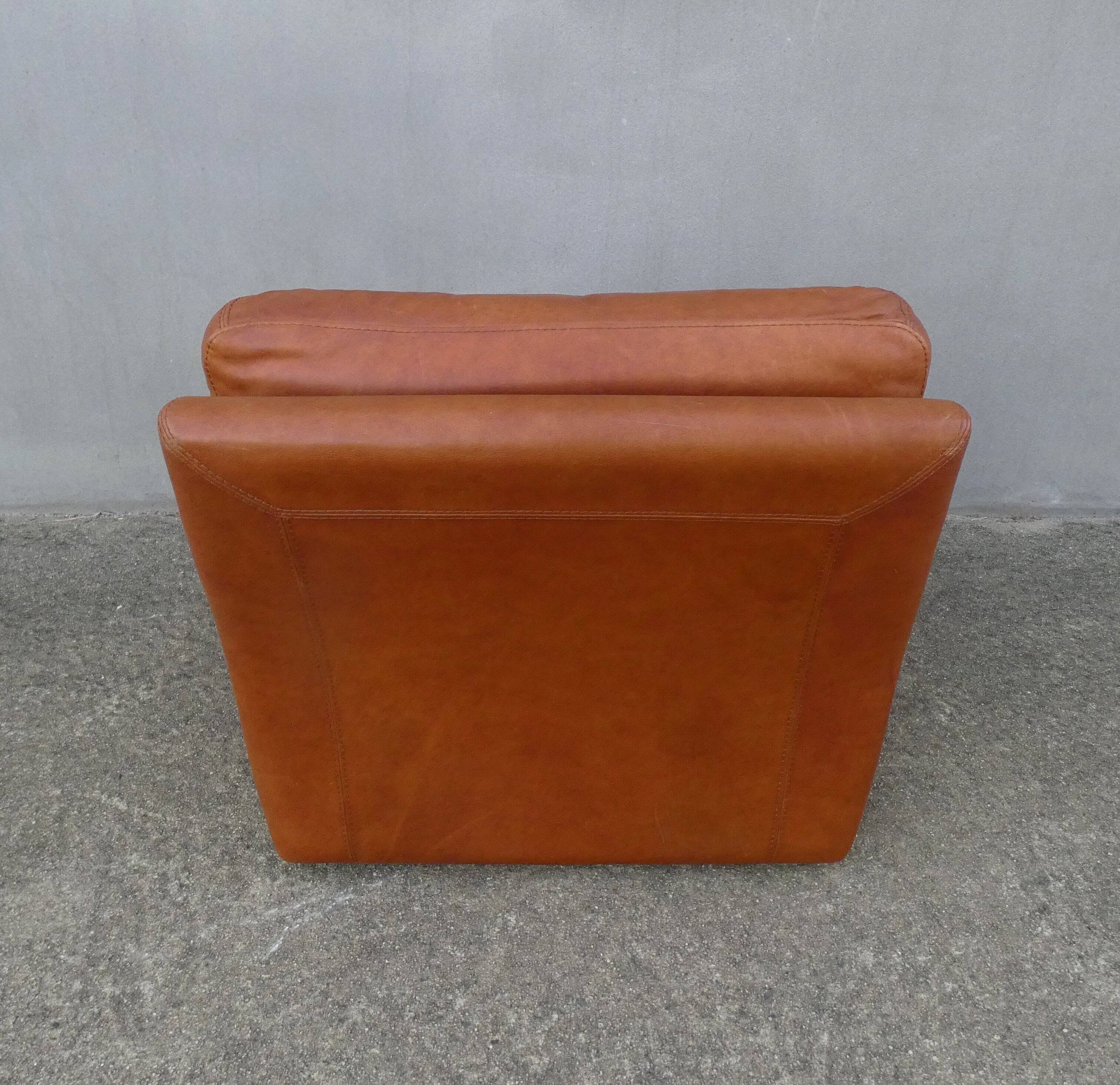 Vintage loft leather armchair DUVIVIER