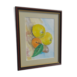 Nature morte encadrée sous verre signée R. Honain33 X 27 cm