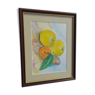 Still life framed under glass signed R. Honain33 X 27 cm