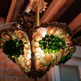 Pair of murano bronze and glass chandeliers