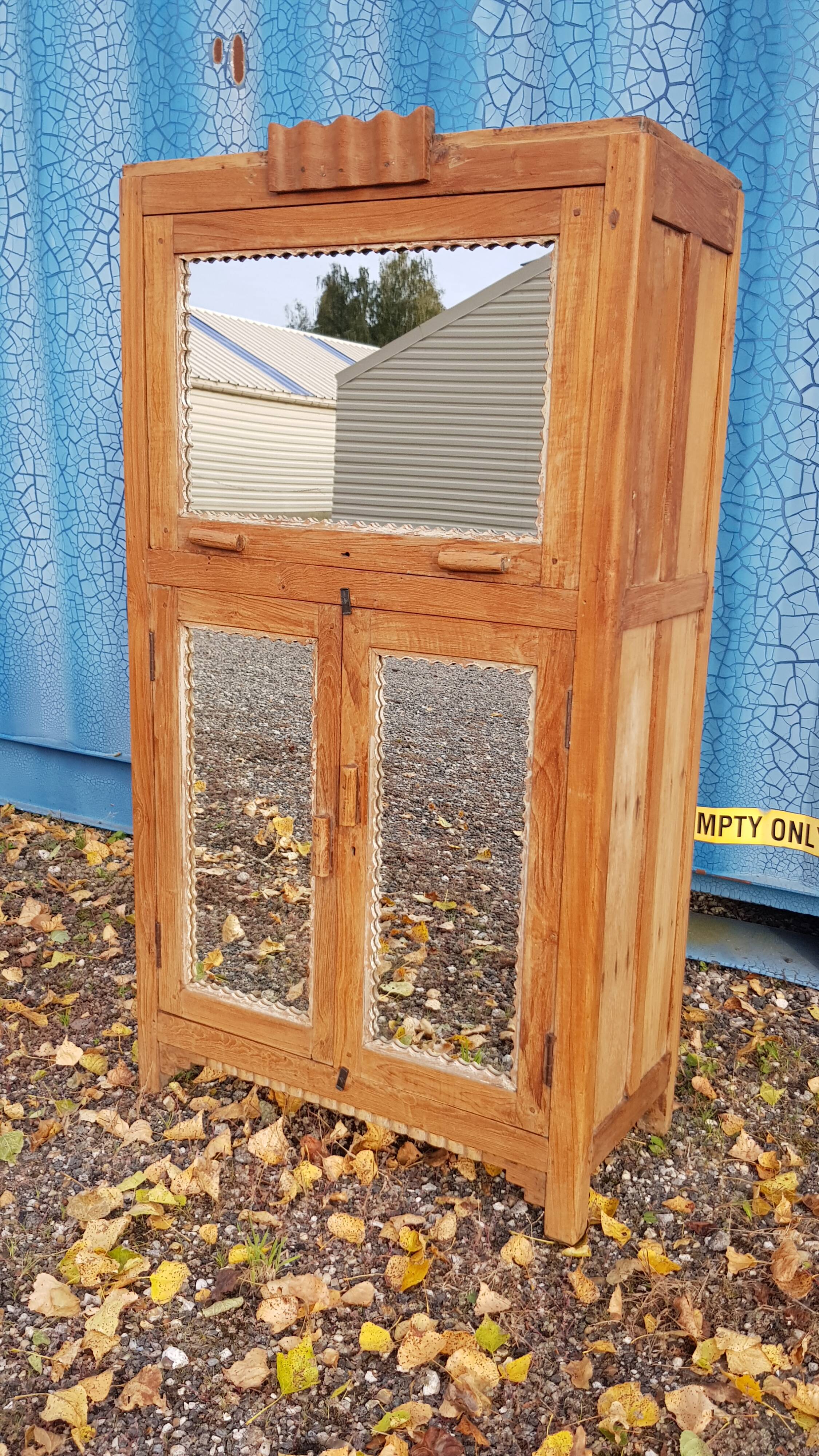 Old Art Deco radio cabinet in Burmese teak