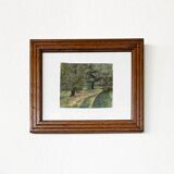 Painting "Path in the undergrowth", Gouache on paper, framed