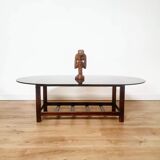 Scandinavian oval smoked glass coffee table