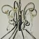 French Parisian Chic Black 3 Light Crystal Beaded 6 Sided Cage Chandelier 3620