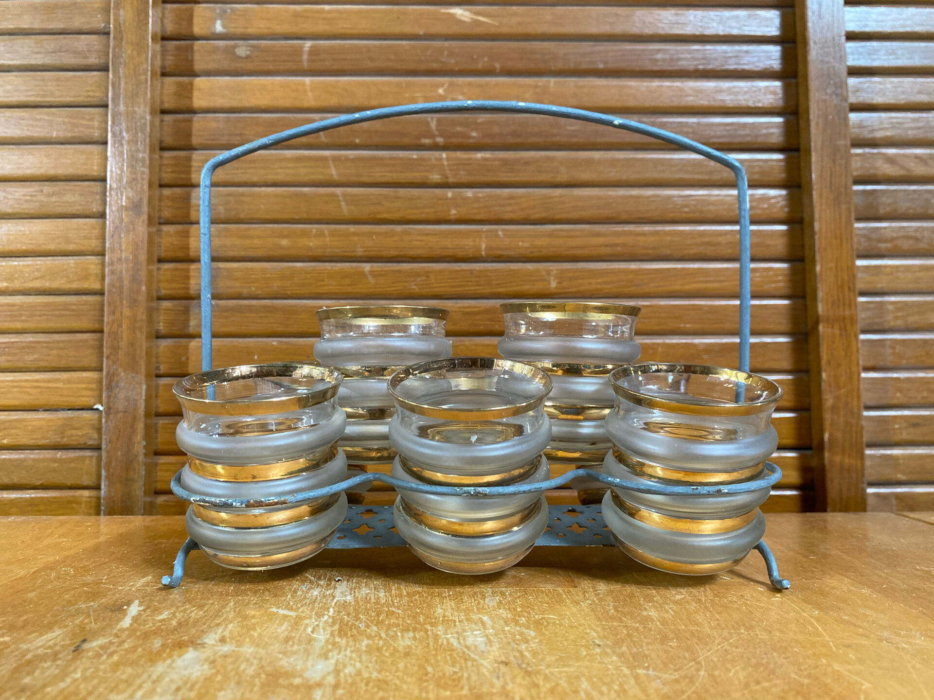 Service liqueur style mategot metal grey support + 8 bibendum glasses d