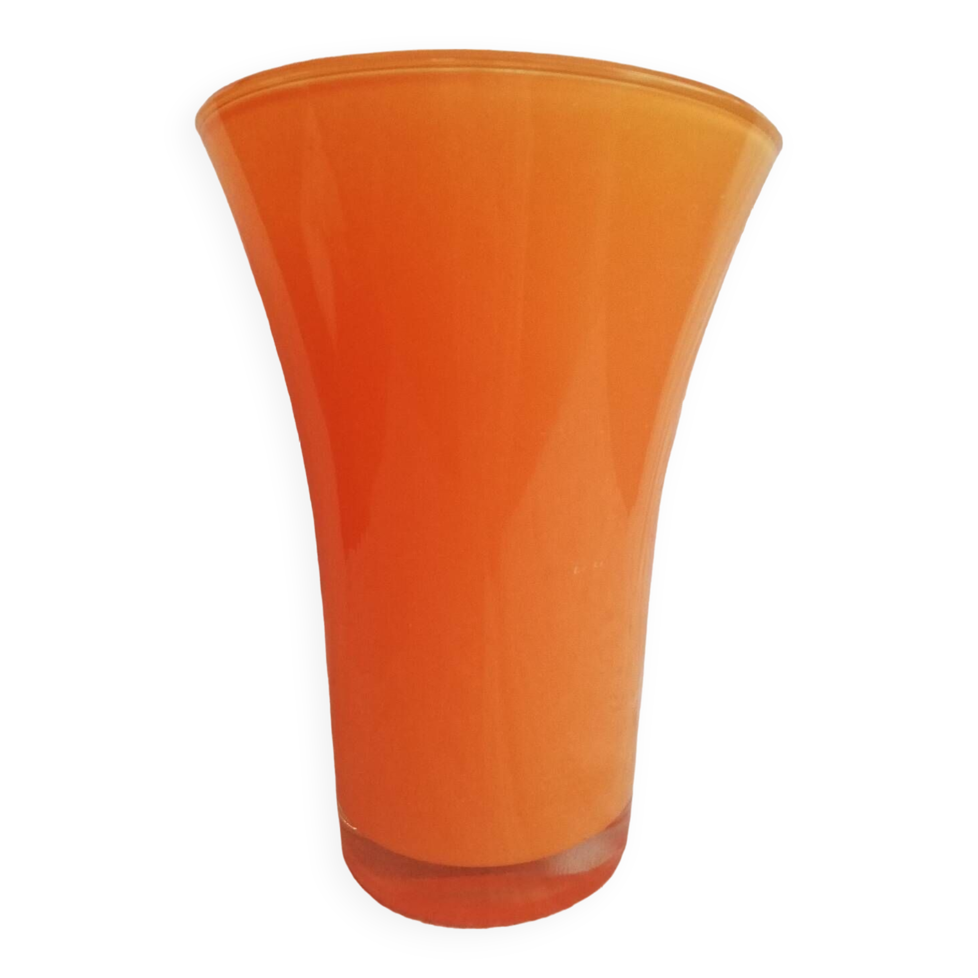 Vase en verre orange années 70