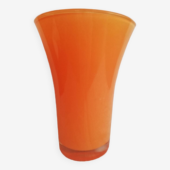 Vase en verre orange années 70