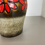 Pottery fat lava multi-color floor vase made by Scheurich, 1970s