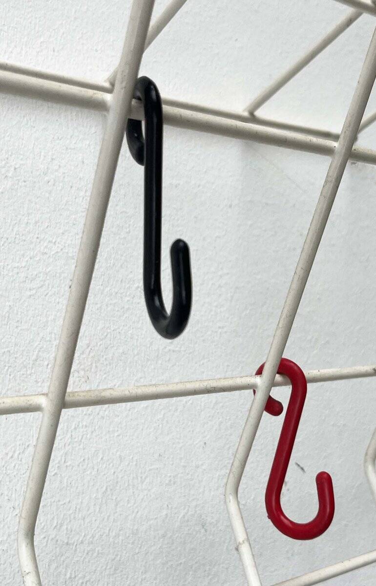 White minimalist string coat rack, modern mid-century, 1960s.