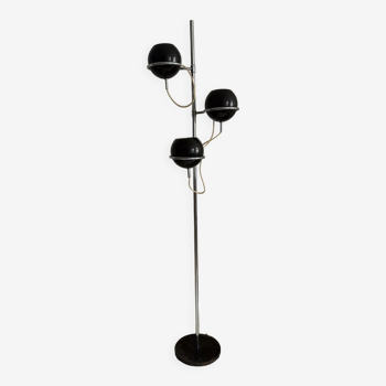 Monix vintage adjustable floor lamp, chrome and brown lacquered metal
