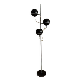 Monix vintage adjustable floor lamp, chrome and brown lacquered metal