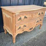 Commode décapée,2 tiroirs , Style Louis XV,
