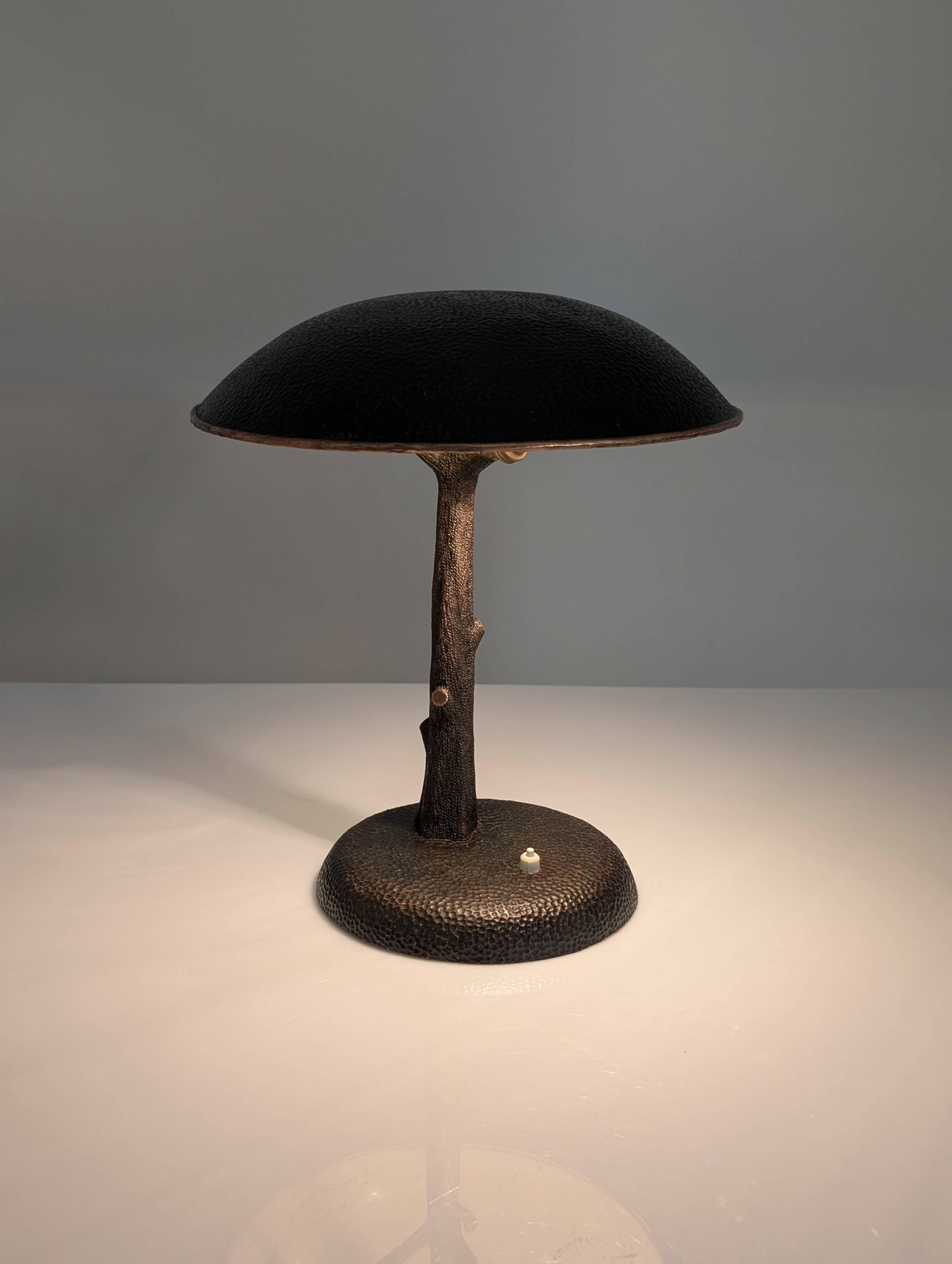 Hammered Copper Sculptural Lamp in the Shape of a Tree, Mid-Century Modern