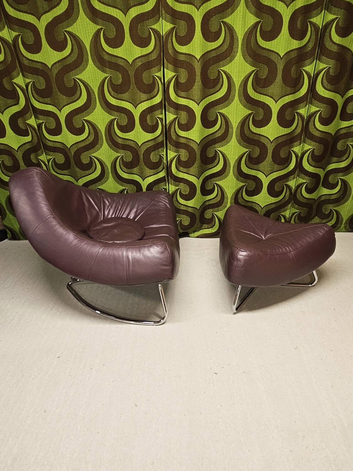 Chili leather armchair with ottoman by Paul Falkenberg
