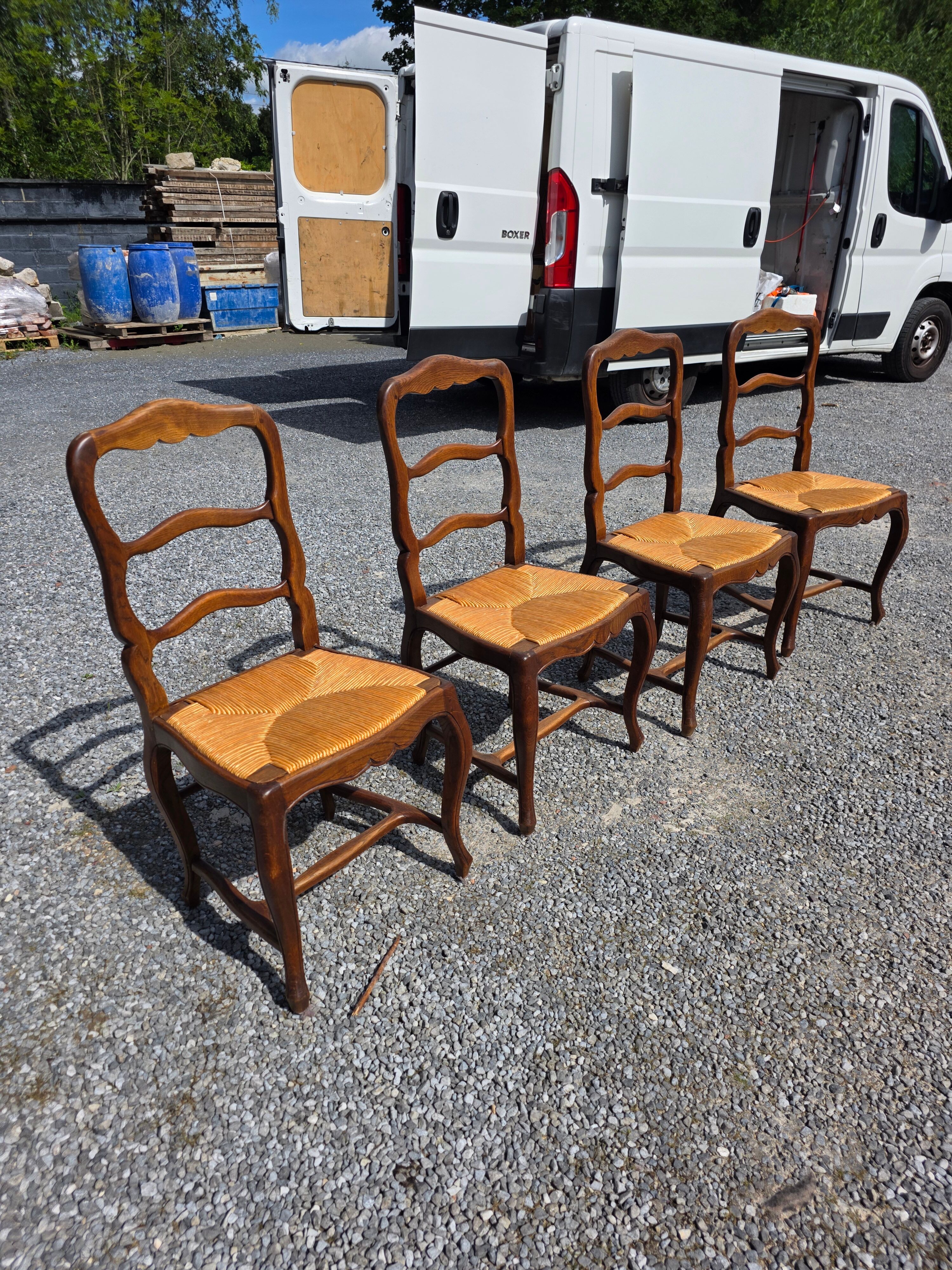 4 Louis XV style chairs in solid oak