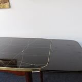 Folding table with black and gold painted glass, 1950