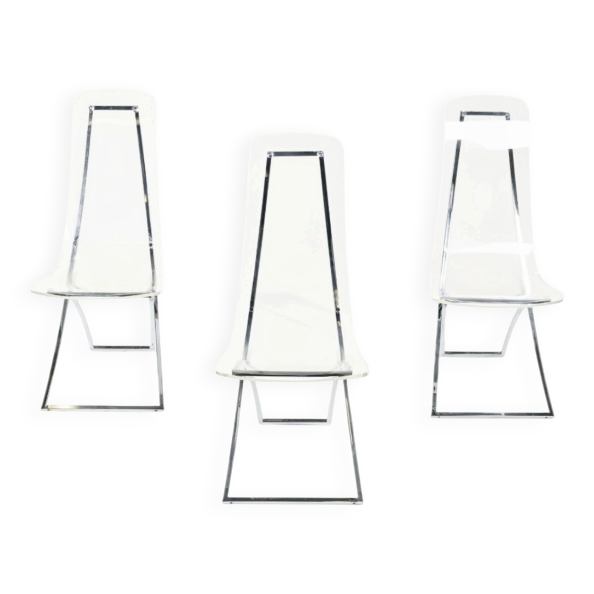 Suite de 3 chaises vintage "CH4" par Edmond Vernassa – Circa 1970